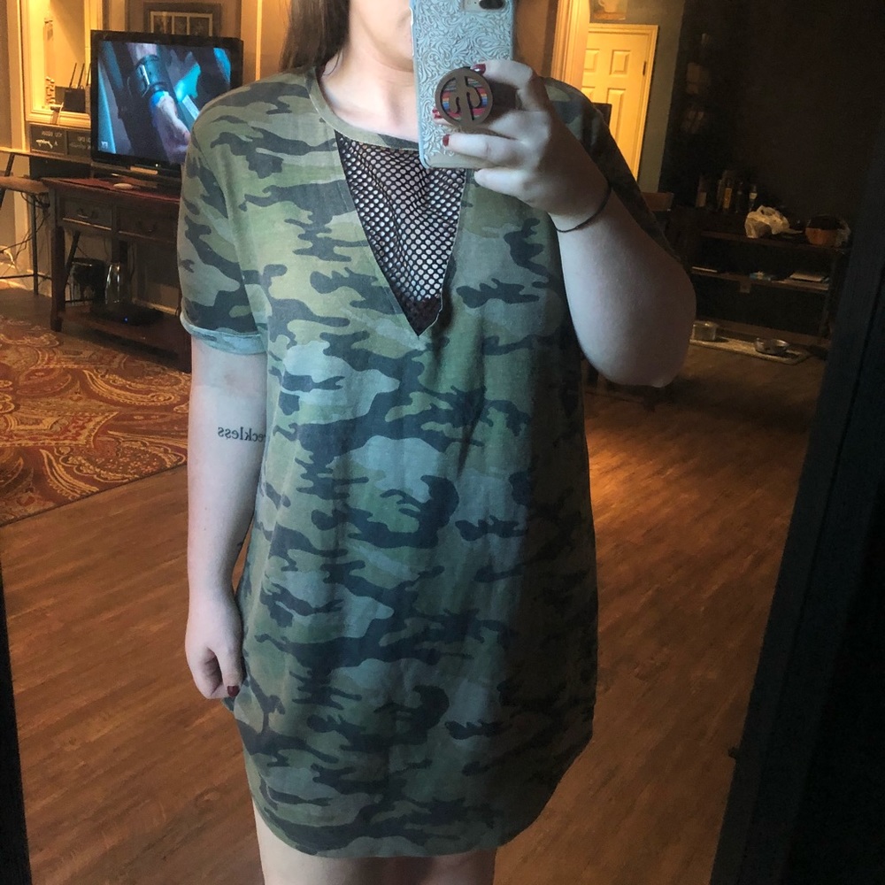 Camo and Mesh Dress